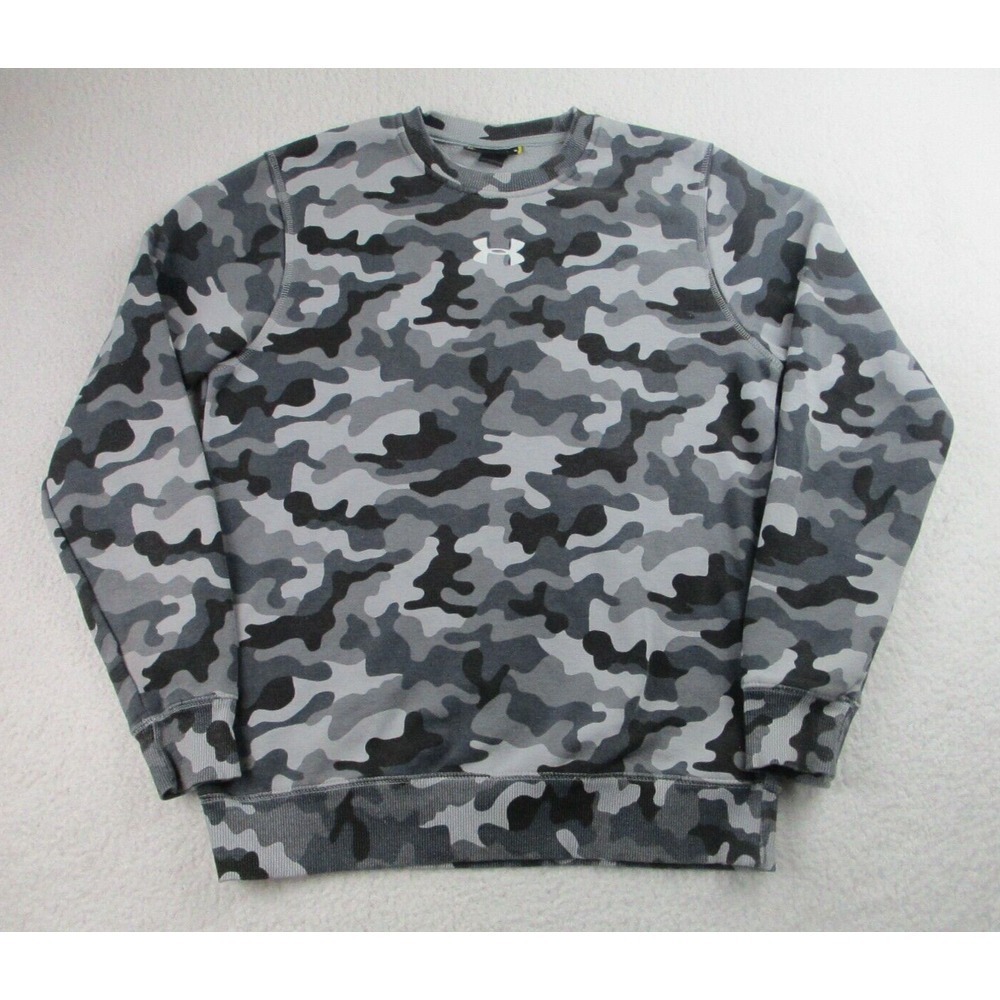 Under Armour‎ Sweater Mens M Storm Rival Novelty Gray Camo Fleece Long Sleeve